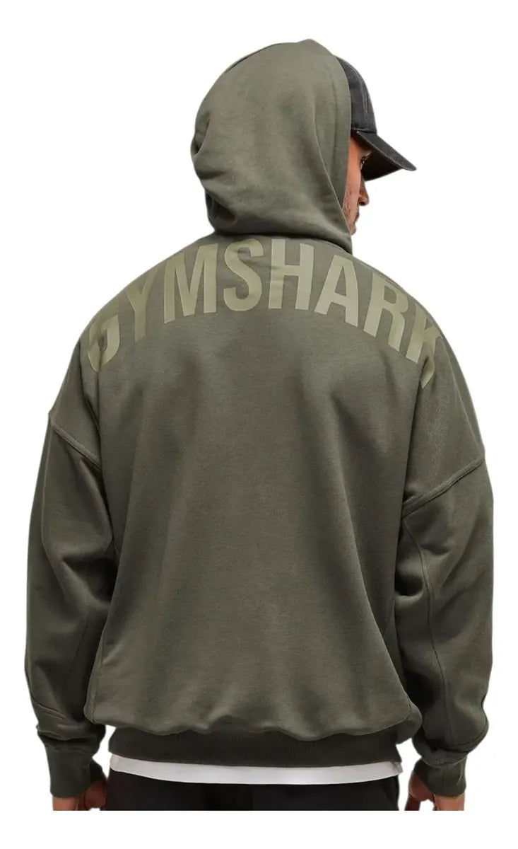 Hoodie Power Oversize con Cierre - Verde Olivo