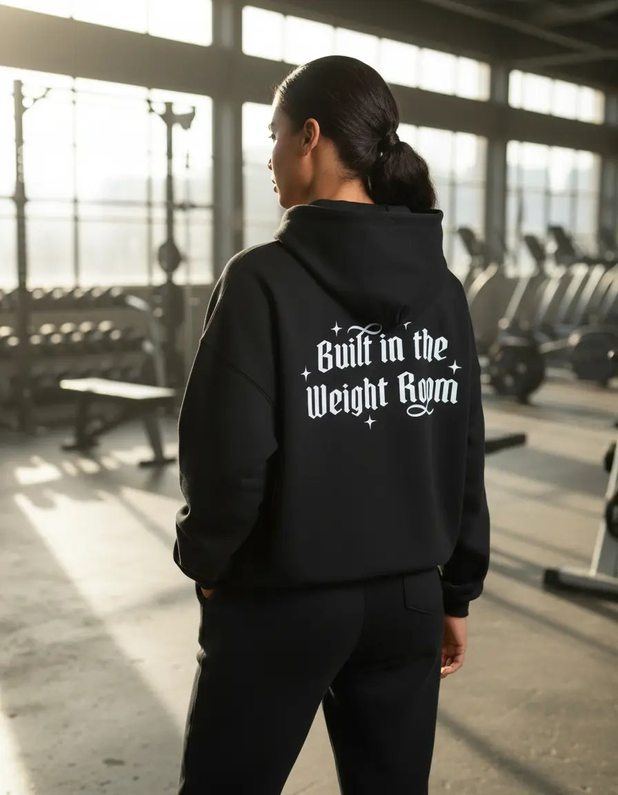Hoodie Built in the Weight Room Oversize - Negro