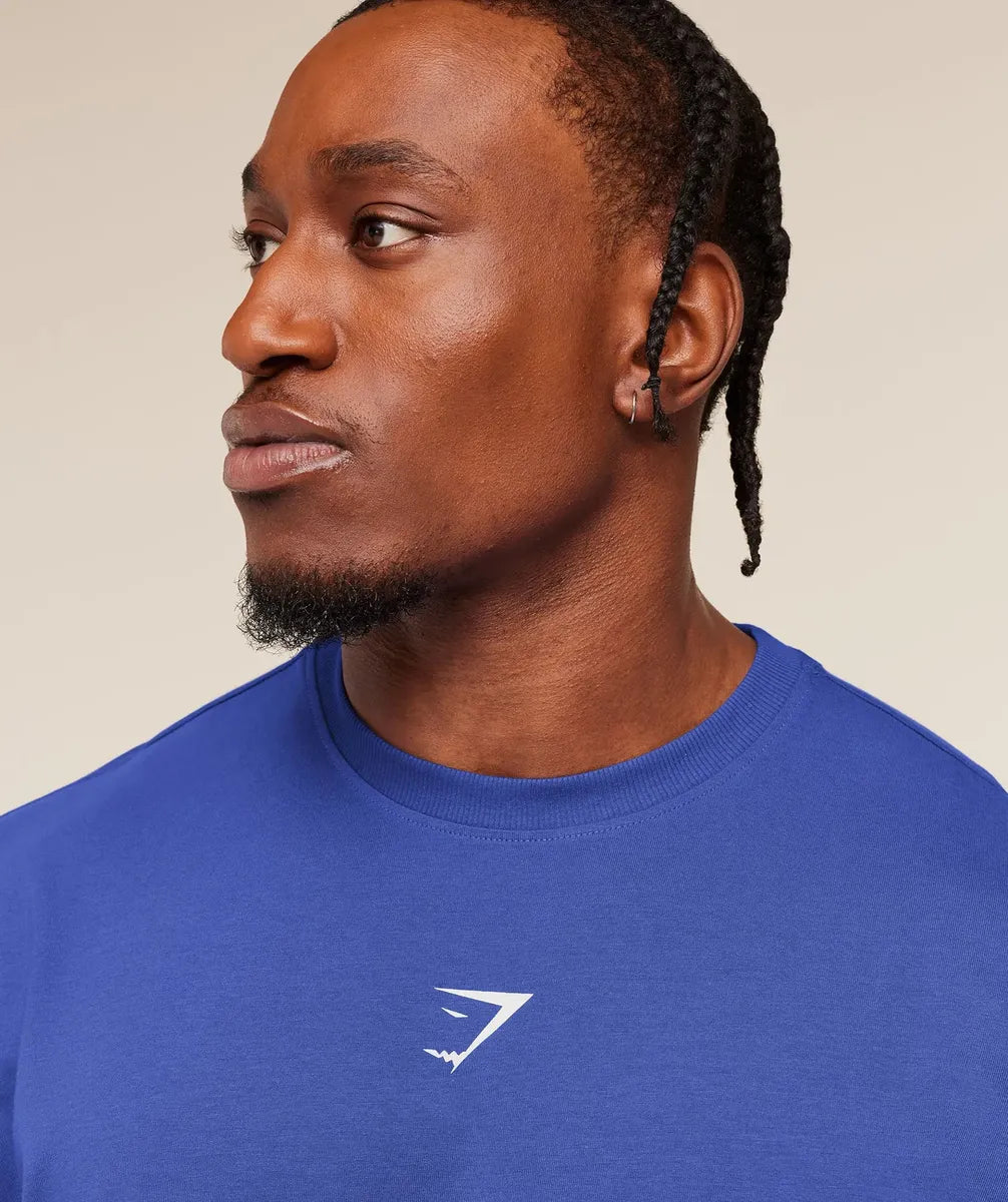 Playera Power Oversize - Azul Rey/Blanco
