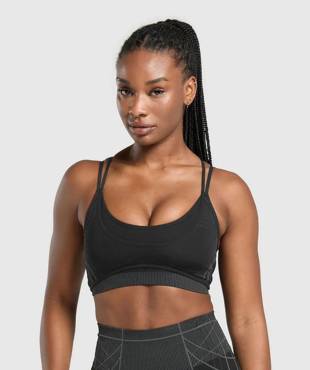 Gymshark Sportbra Apex Seamless Strappy Light Support - Negro