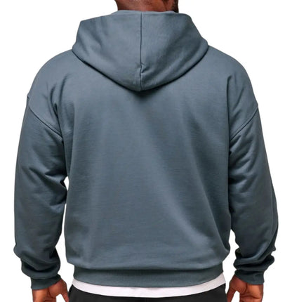 Hoodie Collegiate con Cierre Oversize - Azul