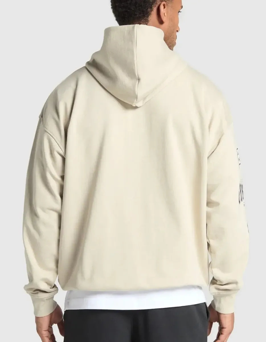 Hoodie Lifting Essential Bordado Oversize - Beige