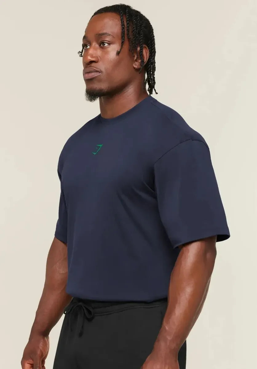 Playera Power Oversize - Azul Marino/Verde