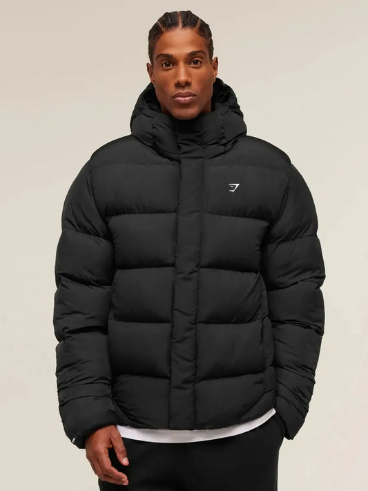 Hooded Puffer Jacket - Negro