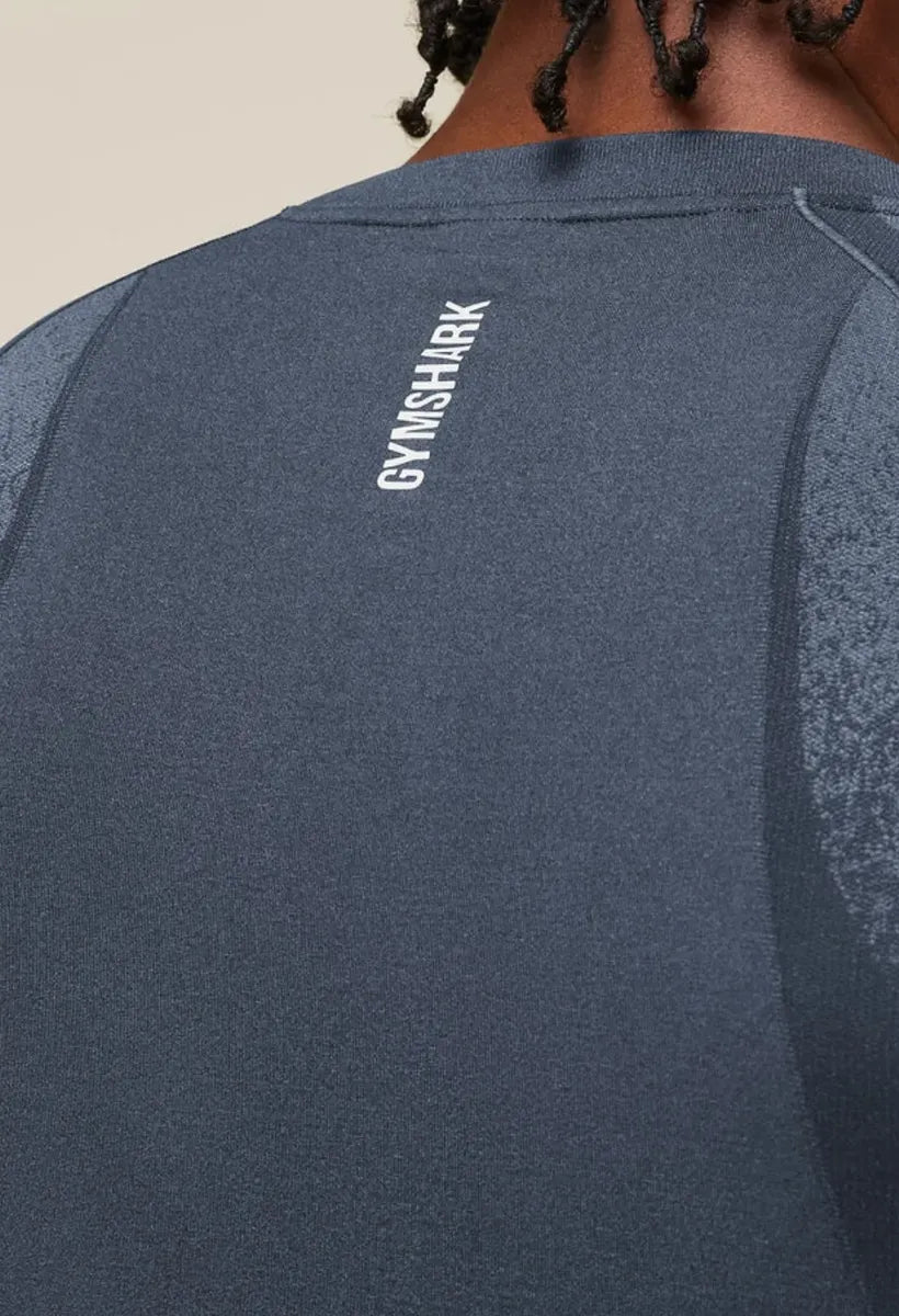Playera Shadow Seamless Manga Larga Slim Fit - Azul