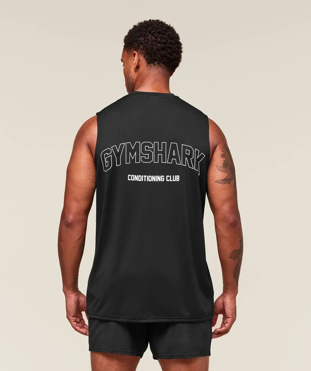 Tank Hybrid Athlete Cut Off Oversize - Negro