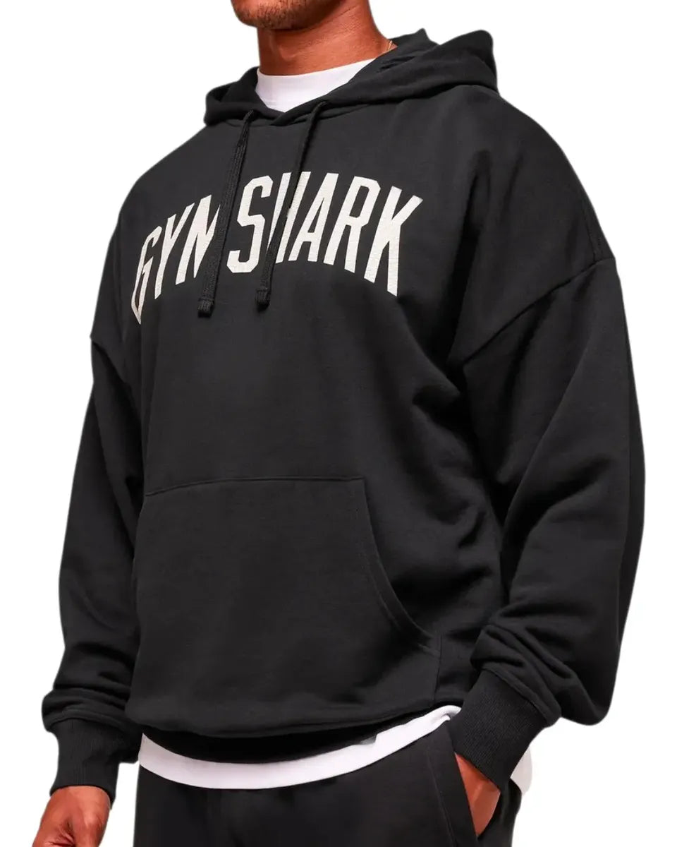 Hoodie Worn Graphic Oversize - Negro