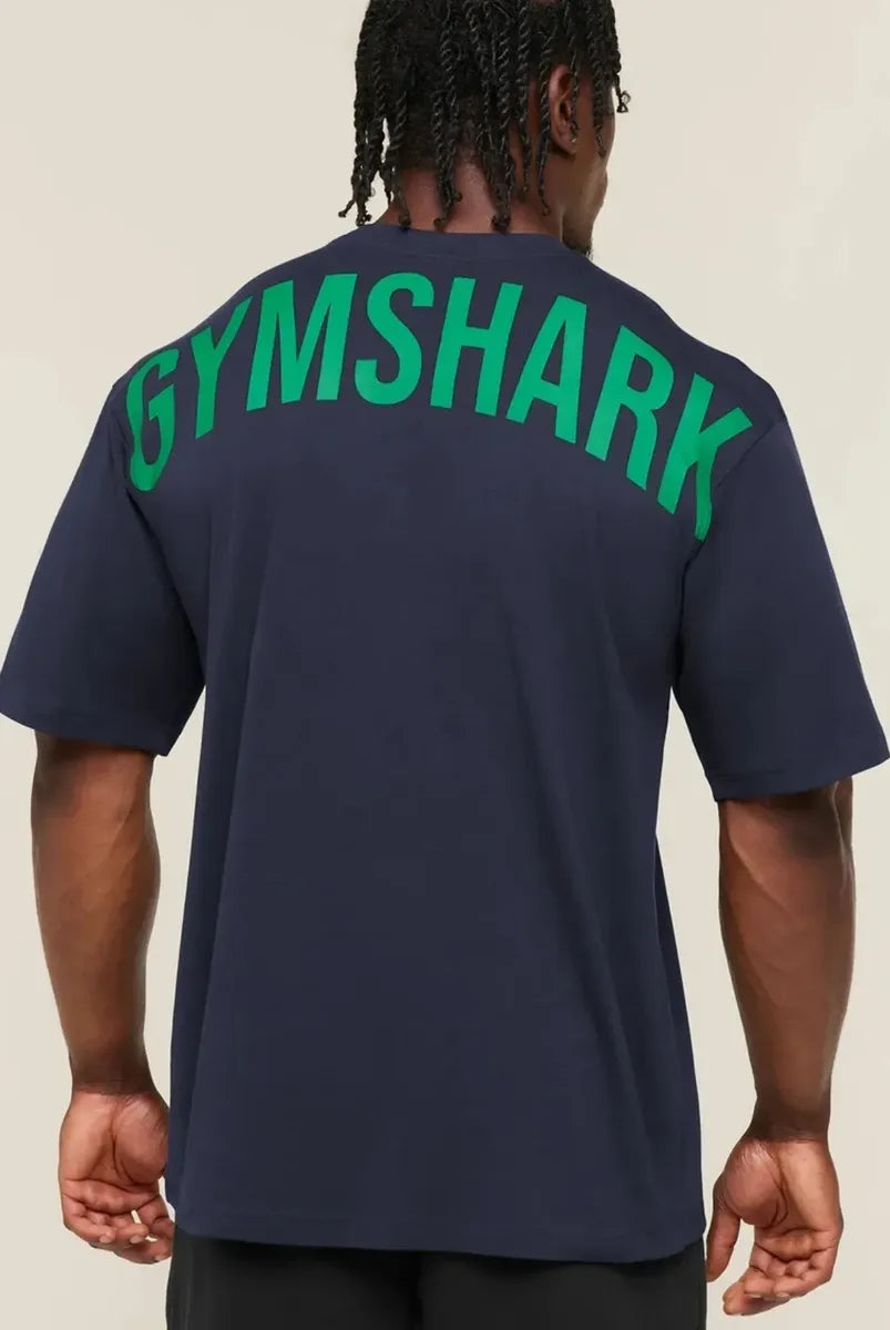 Playera Power Oversize - Azul Marino/Verde