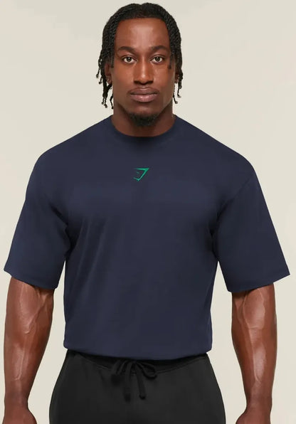 Playera Power Oversize - Azul Marino/Verde