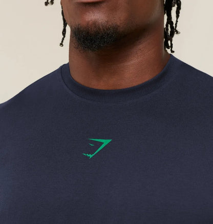 Playera Power Oversize - Azul Marino/Verde