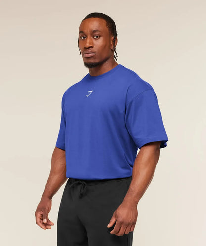 Playera Power Oversize - Azul Rey/Blanco