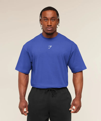 Playera Power Oversize - Azul Rey/Blanco