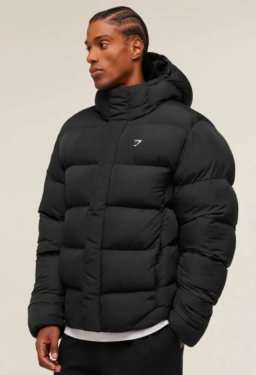 Hooded Puffer Jacket - Negro