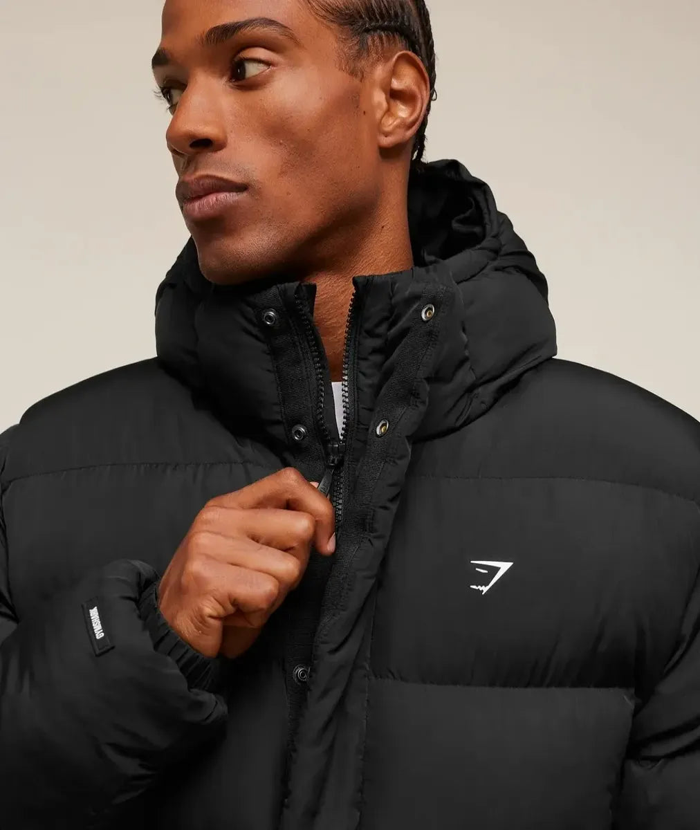 Hooded Puffer Jacket - Negro