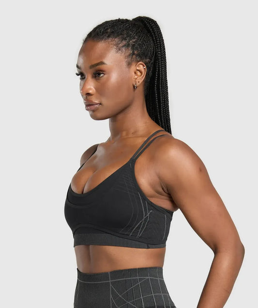 Gymshark Sportbra Apex Seamless Strappy Light Support - Negro