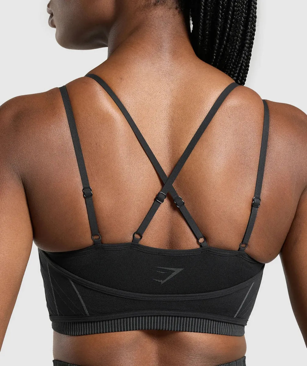 Gymshark Sportbra Apex Seamless Strappy Light Support - Negro