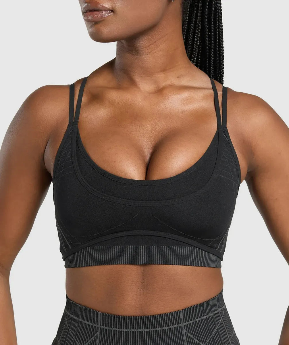 Gymshark Sportbra Apex Seamless Strappy Light Support - Negro
