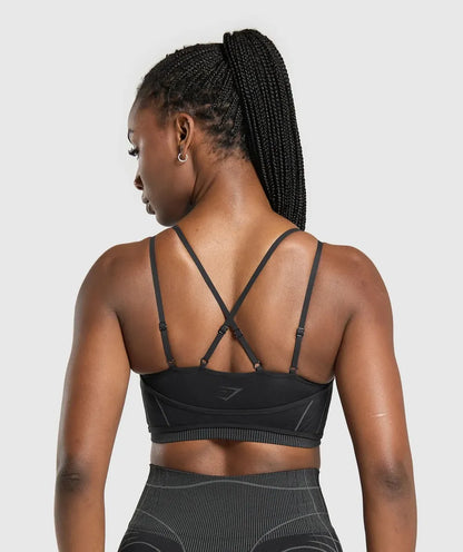Gymshark Sportbra Apex Seamless Strappy Light Support - Negro
