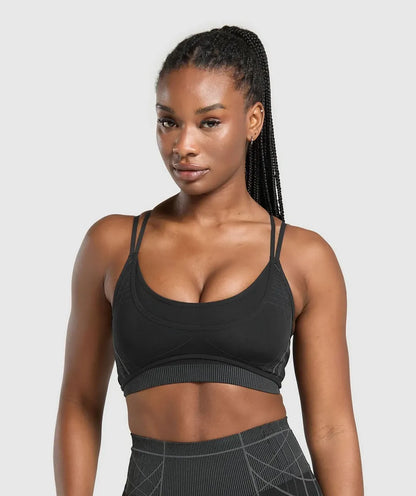 Gymshark Sportbra Apex Seamless Strappy Light Support - Negro